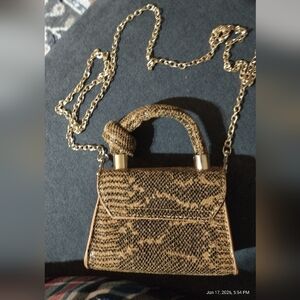 Moda Luxe Snake Print Mini Bag with Gold Chain